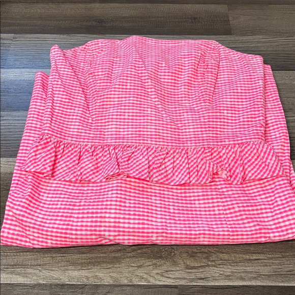 Lilly Pulitzer Lowe strapless dress in a fiesta pink and white gingham - Picture 2 of 6